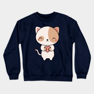 Kawaii Cute Kitten Cat With Heart Crewneck Sweatshirt